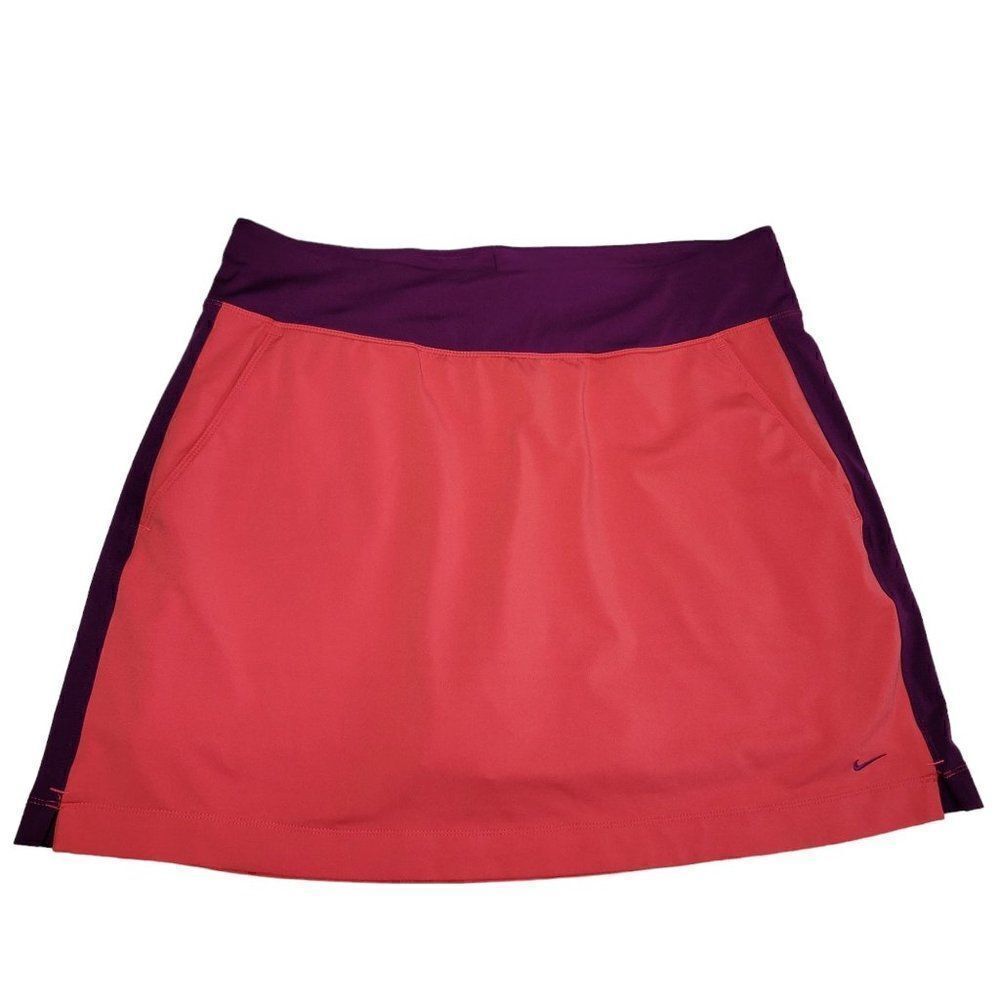 Nike Golf Skort Womens Large Dri-Fit Skirt Pink Purple Pockets Athletic Tennis
